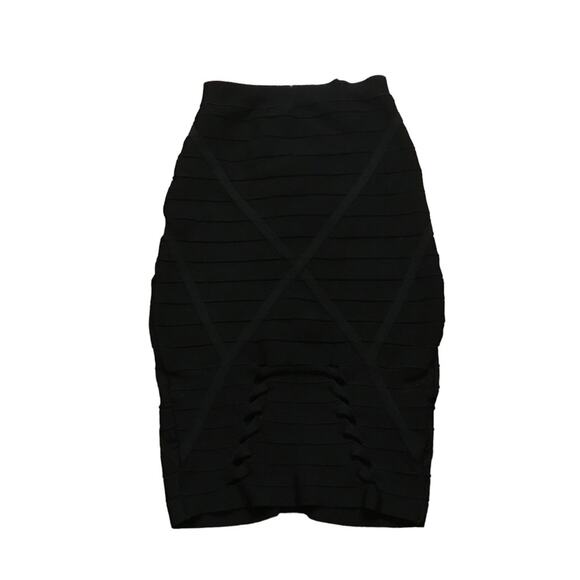 Bebe bandage ribbed skirt with open braid and silver exposed zipper small - Picture 1 of 7